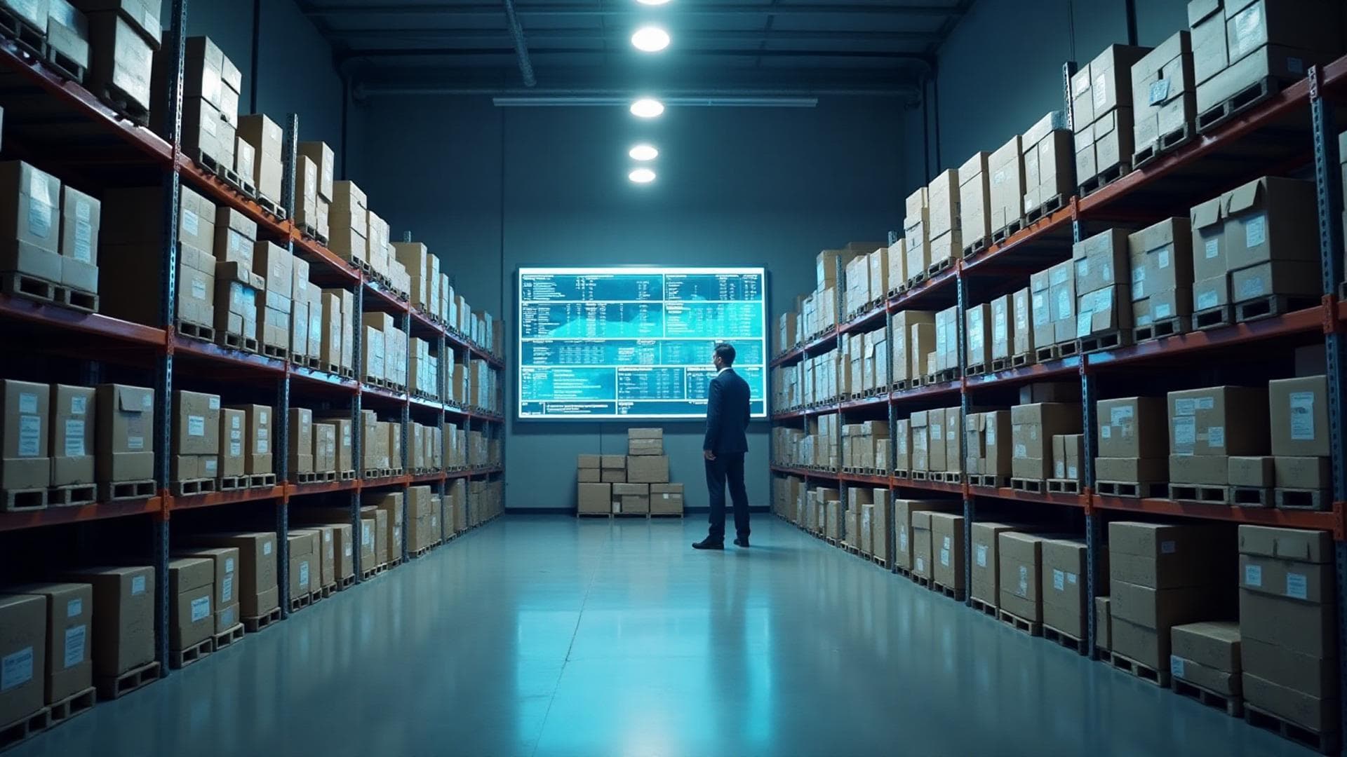 Modern warehouse with inventory management